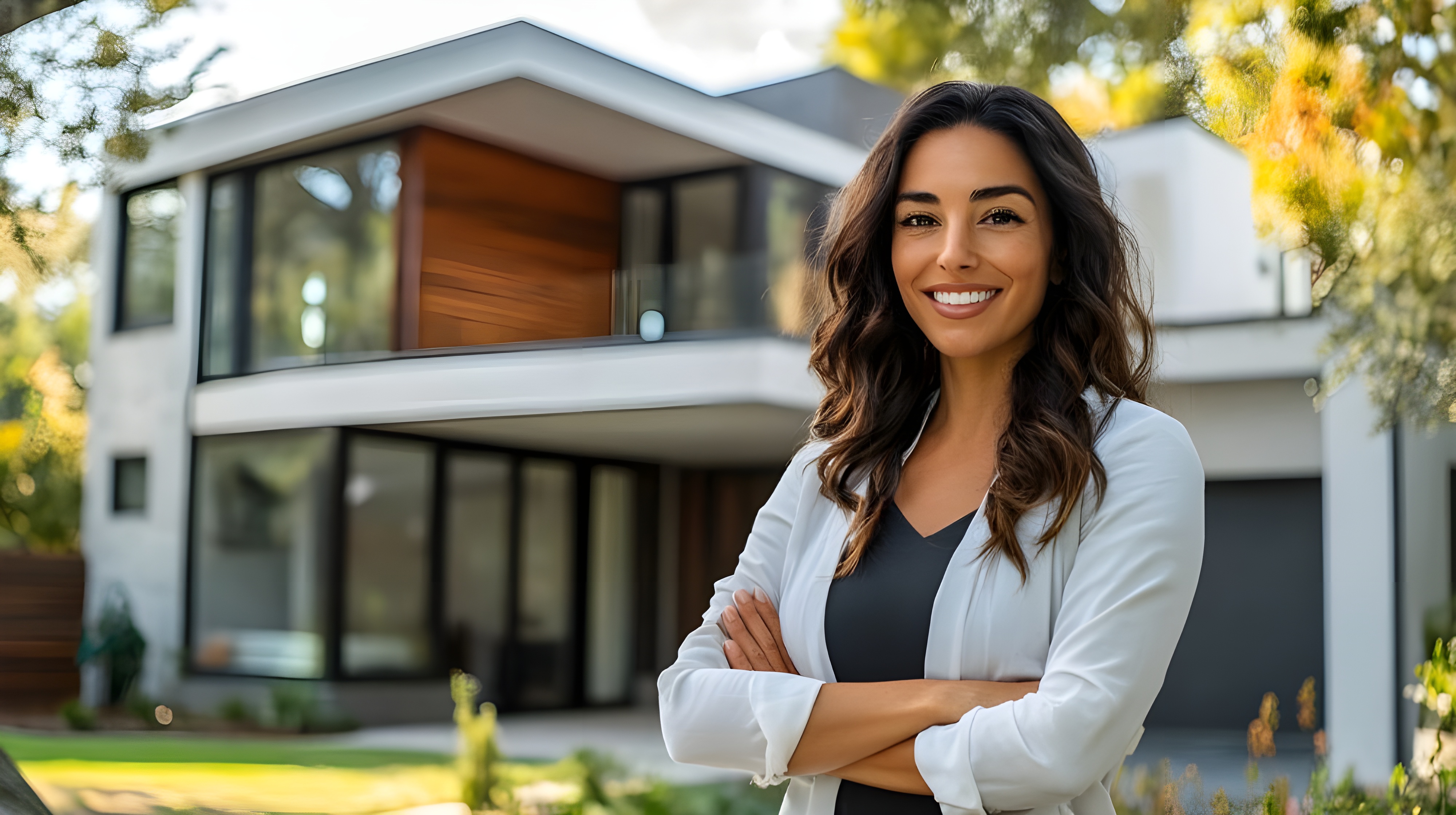 Profissional em frente à casa